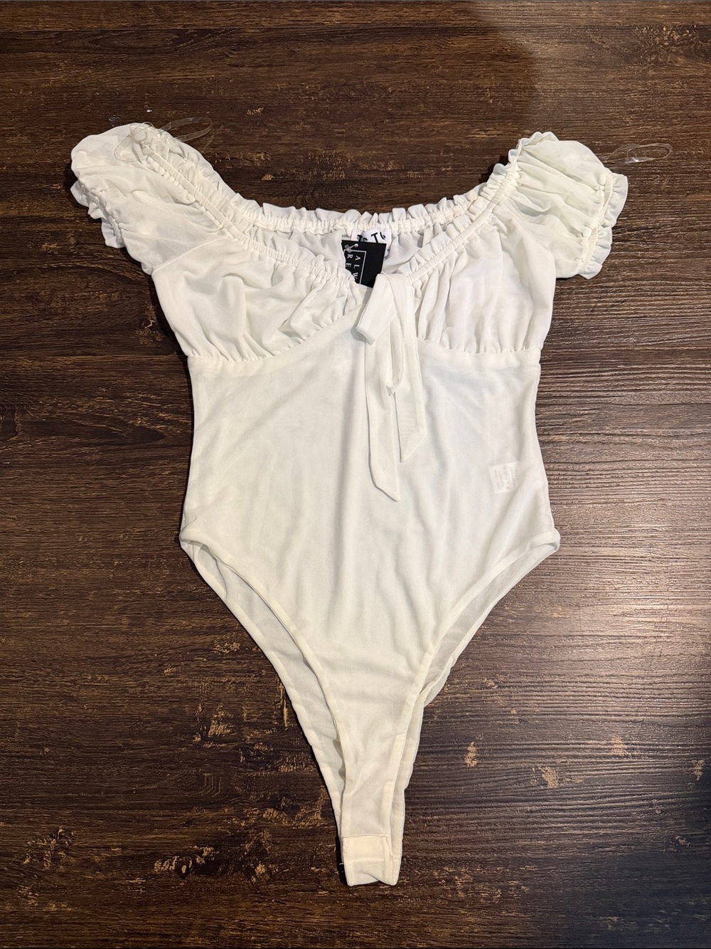 Off-Shoulder White Ruffle Kids One-Piece Bodysuit